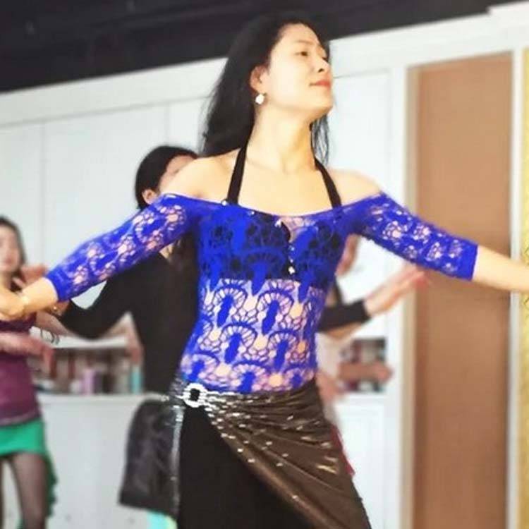 Belly dance exercise clothes Sexy hollow sleeve base jacket belly dance bottom shirt jazz dance top