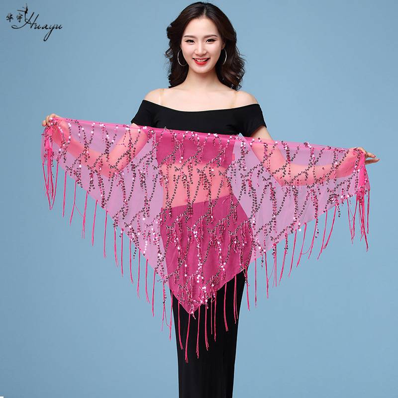 Belly dance waist chain new tassel sequins performed hip hipline oriental dance waist towel waist trim, fart towel triangle scarf