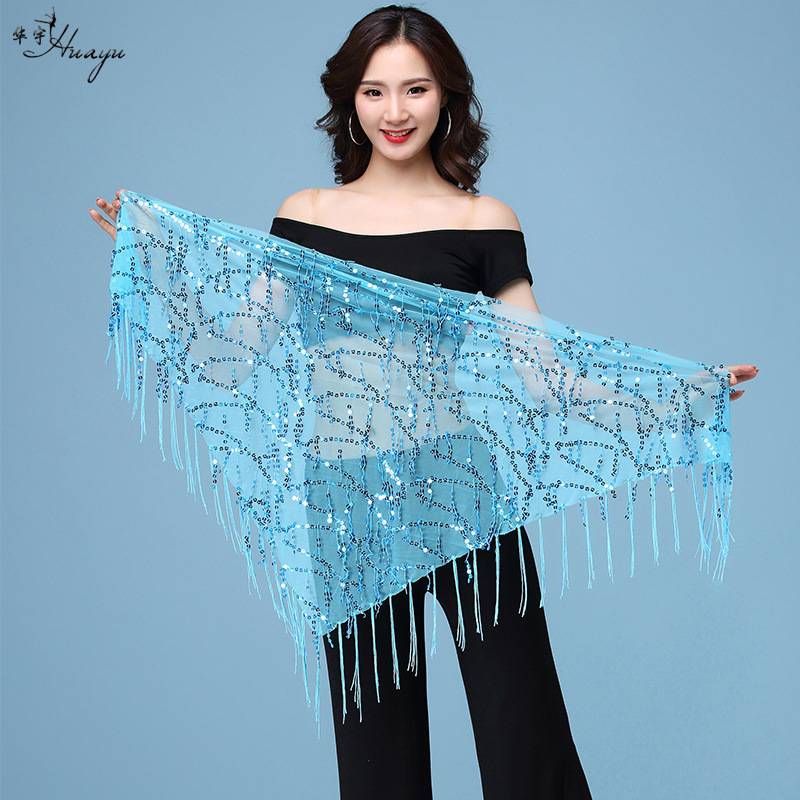 Belly dance waist chain new tassel sequins performed hip hipline oriental dance waist towel waist trim, fart towel triangle scarf