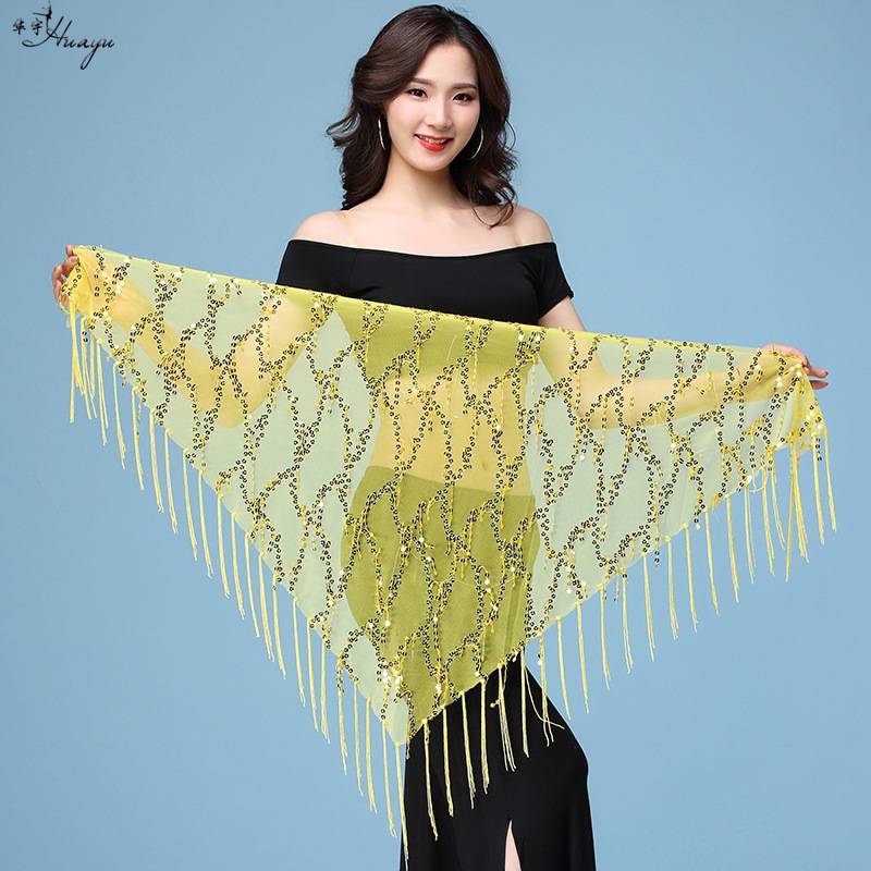 Belly dance waist chain new tassel sequins performed hip hipline oriental dance waist towel waist trim, fart towel triangle scarf