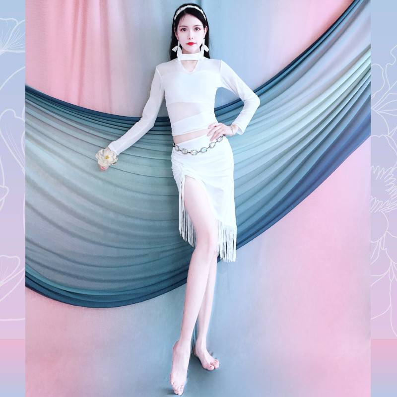 Baiya Qianhui Belly Dance Costume Female 2024 Spring New Straight Streaming Dress Dress Dance Competition Performance Services
