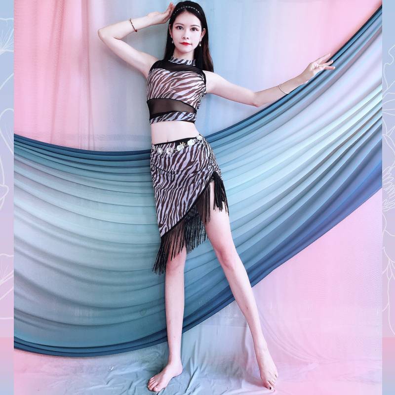 Baiya Qianhui Belly Dance Costume Female 2024 Spring New Straight Streaming Dress Dress Dance Competition Performance Services