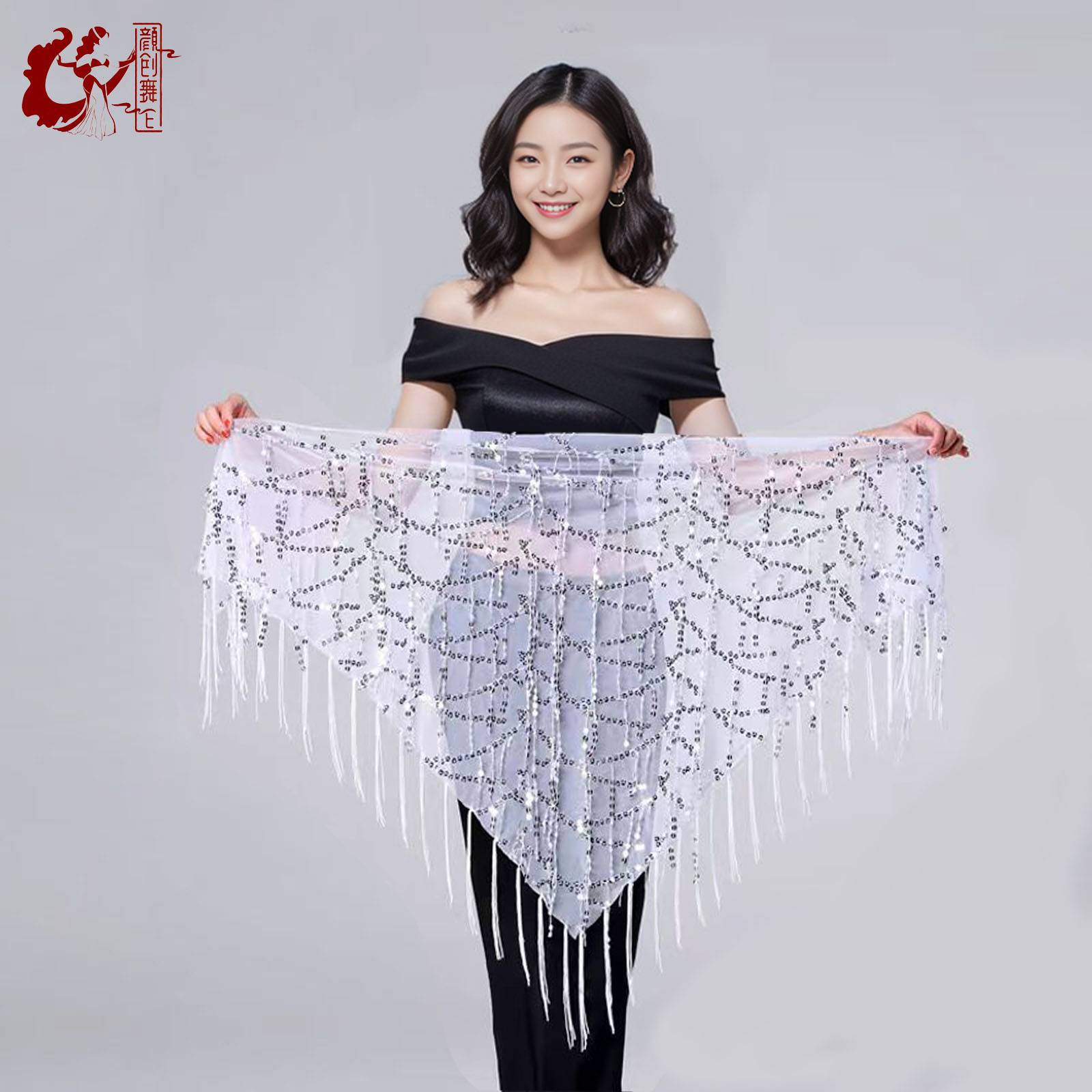 2024 new belly dance sequin triangle triangle lumbar chain belly dance waist strap, naphta belly dance hip scarf beginner
