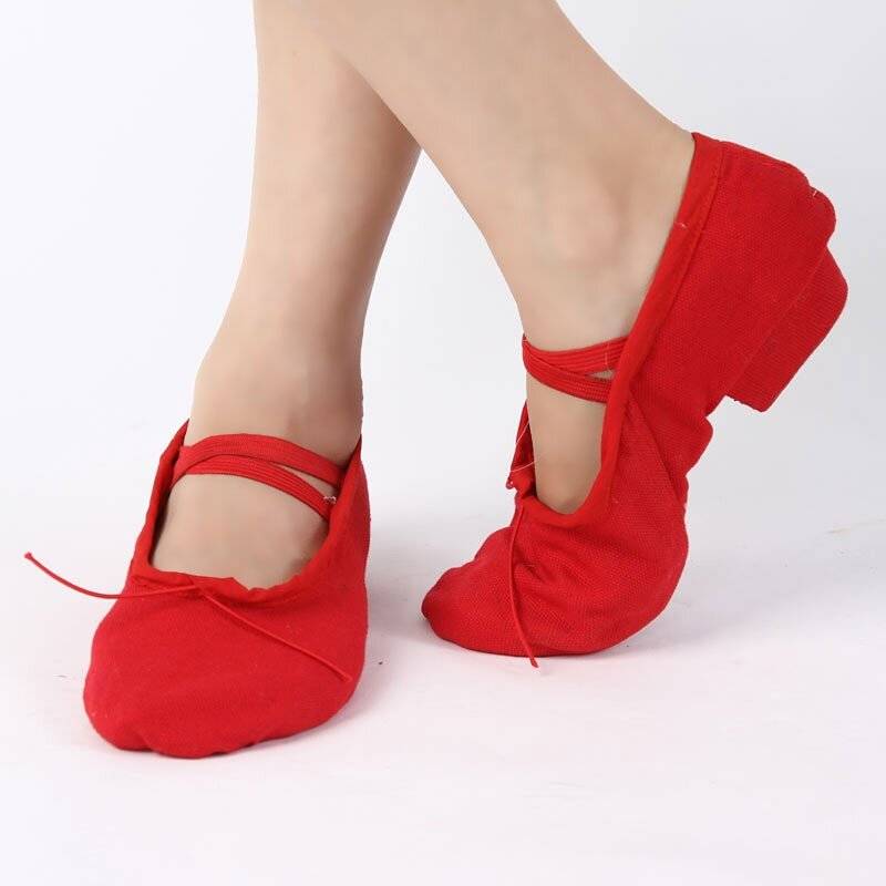 Belly Dance Teacher Shoes Dance Demonstration Low shoes, canvas, canvas, wooden head dance shoes, soft soles of Indian dance exercise shoes