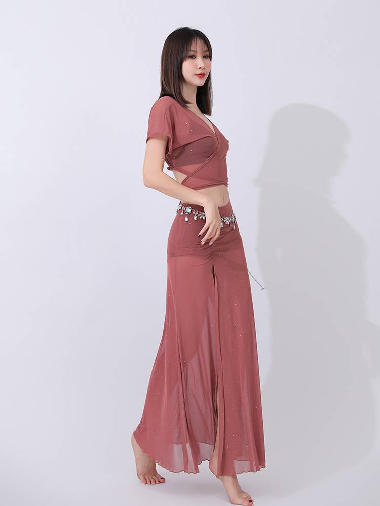 Belly dance exercise clothing summer new strap mesh versic dance skirt set Oriental dance junior scholar dance clothing