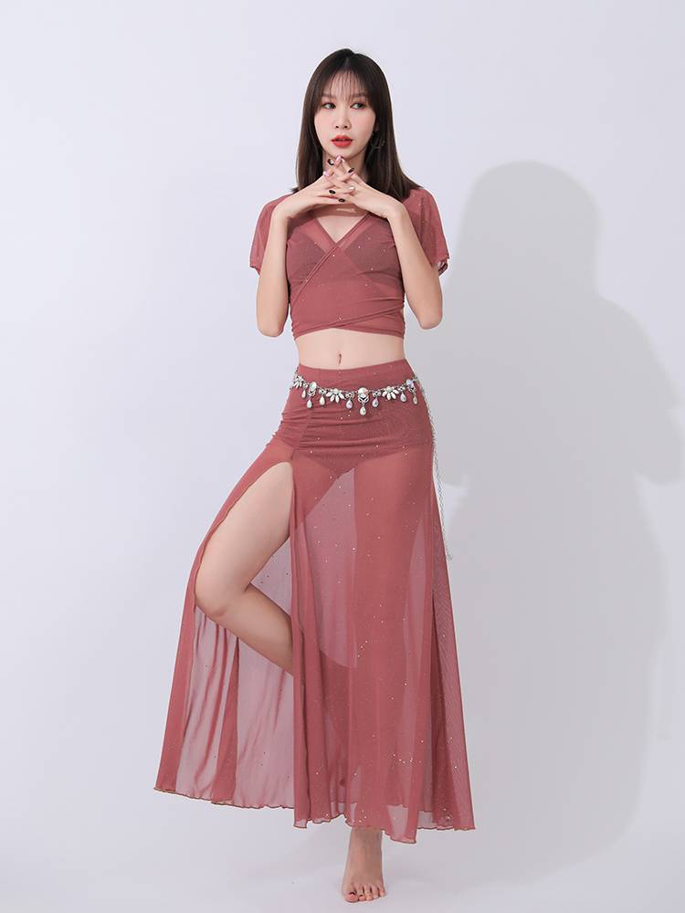 Belly dance exercise clothing summer new strap mesh versic dance skirt set Oriental dance junior scholar dance clothing