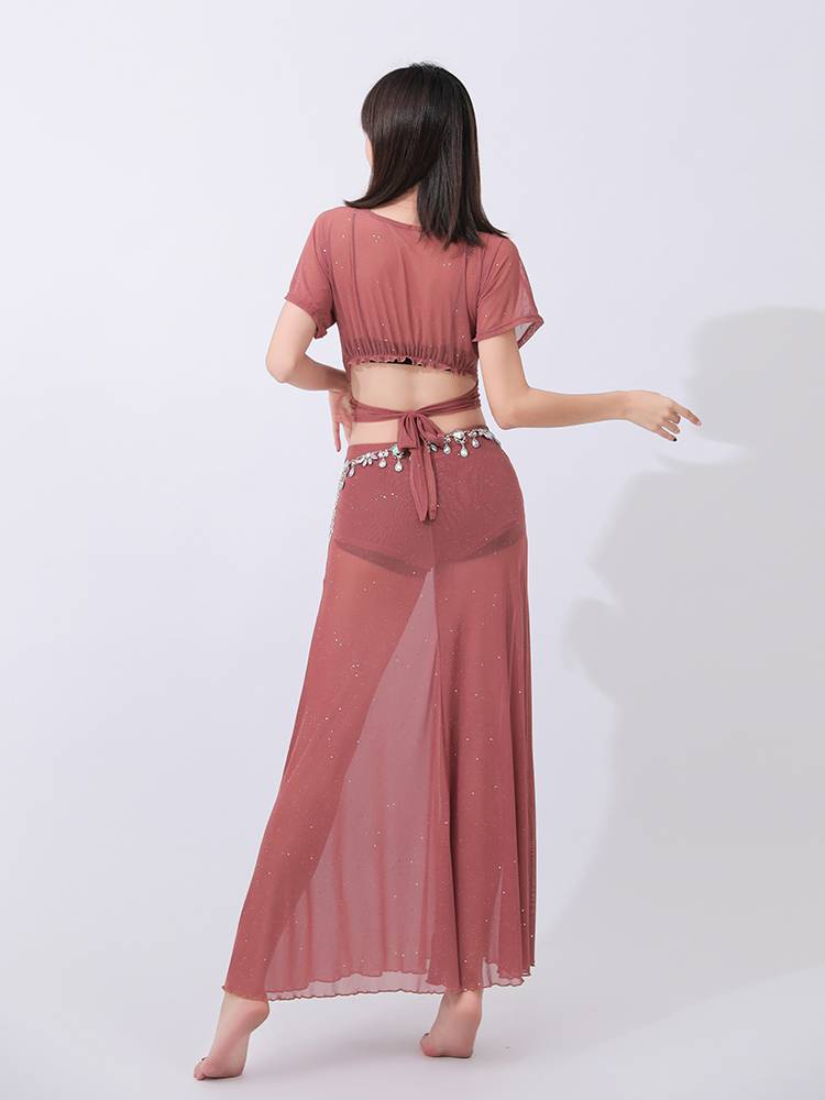 Belly dance exercise clothing summer new strap mesh versic dance skirt set Oriental dance junior scholar dance clothing