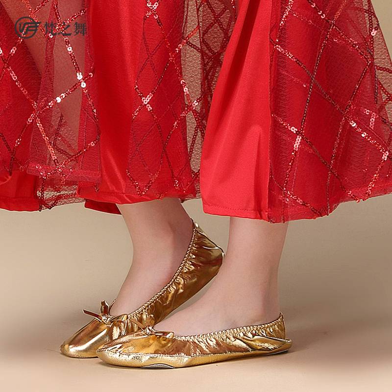 Van's Dance Belly Dance Shoes Indian Dance Performance Shoes Practice Shoes Practice Shoes Soft Women's Gold Dance Shoes