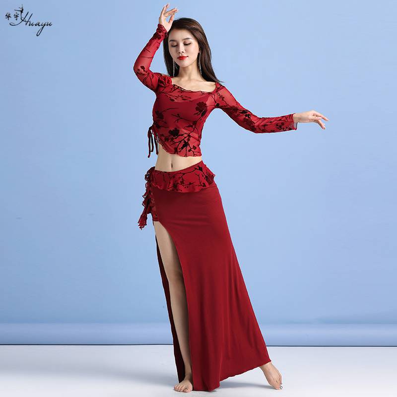Belly Dance Clothing Female New Sexy Garma Covering Belly High -end Long Skirts Set Oriental Practice Dance Server