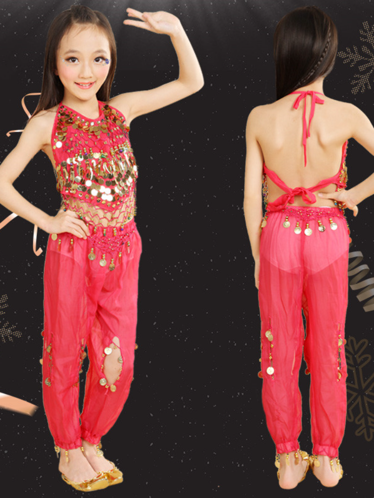 Baiya Qianhui Xia Children's Indian Dance Belly Dance Stage Performance Services 2024 New hanging coin suit pants