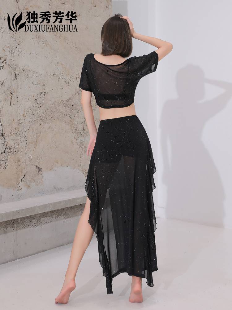 Belly Dance 2023 new sexy double slit suit Summer scholar Oriental dance practice service long skirt female female
