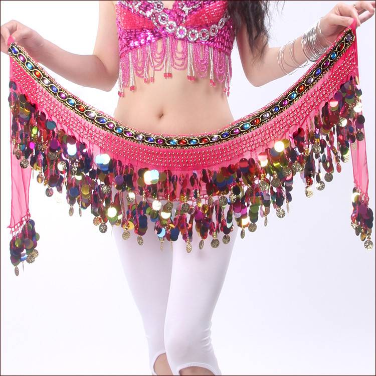 Belly dance practice waist chain lumbar hip hipline scarves Indian dance performance service waistscurm color diamond bronza sequins waist seal junior scholar