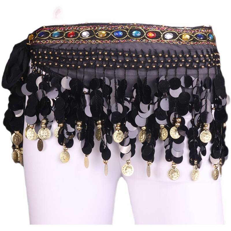 Belly dance practice waist chain lumbar hip hipline scarves Indian dance performance service waistscurm color diamond bronza sequins waist seal junior scholar