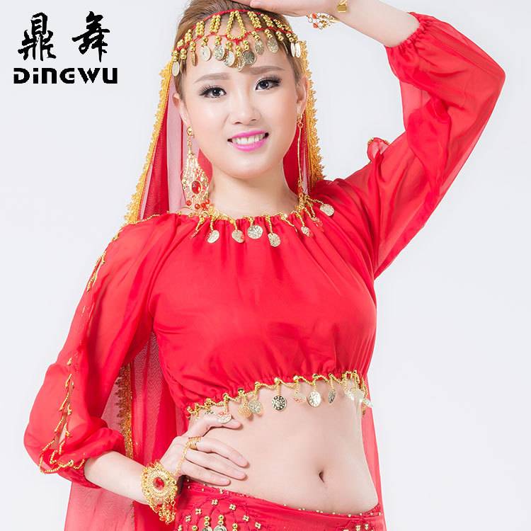 Belly dance top, female Indian dance performance top, oriental dance lamp sleeve sleeve long sleeves