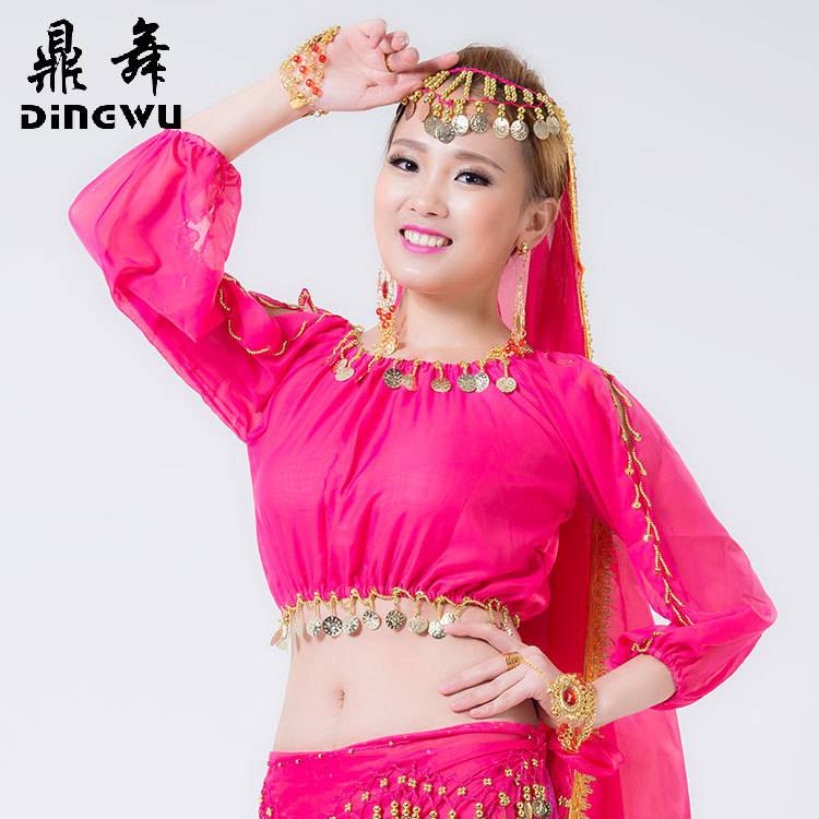 Belly dance top, female Indian dance performance top, oriental dance lamp sleeve sleeve long sleeves