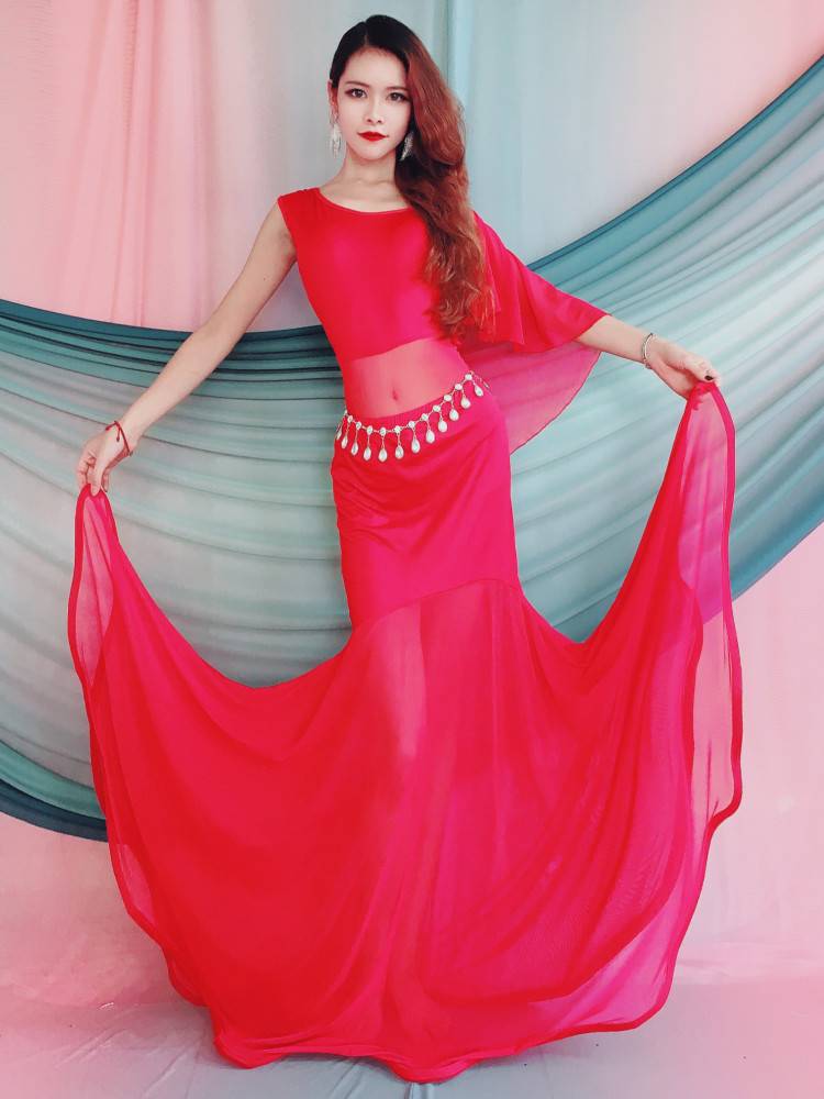 Baiya Qianhui Belly Dance Dance Dance Dressing Service Uniform 2024 Spring New Long Skirt Set Performance Services Oriental Dance Service