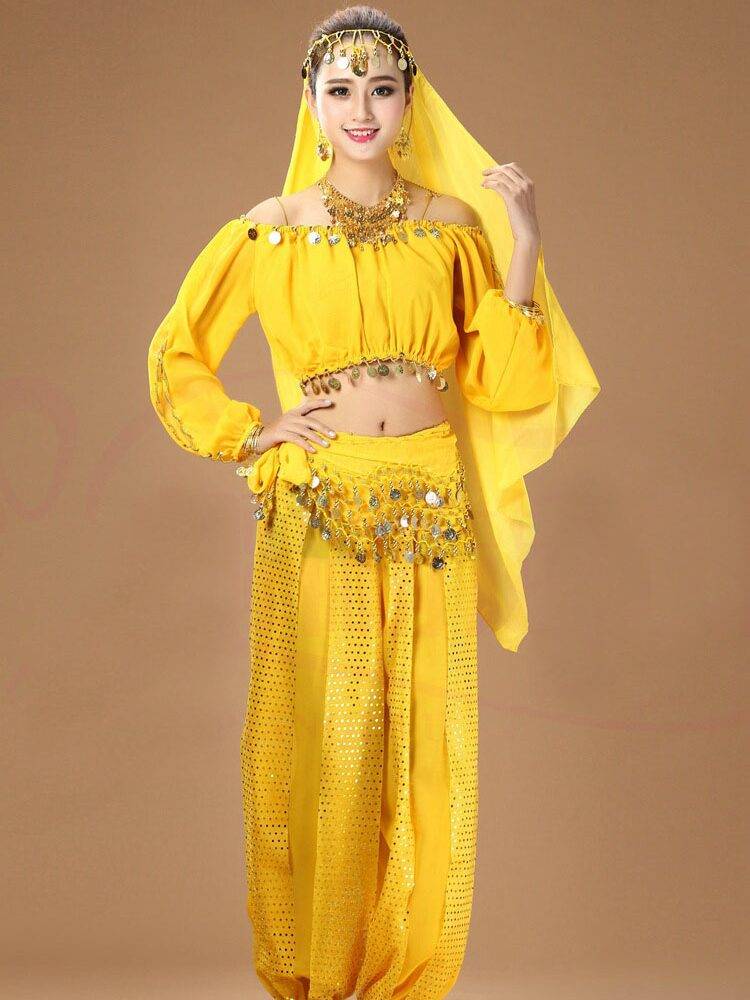 Belly Dance Clothing Indian Dance Performance Dance Dance Dance Dance Belly Dance Fashion New Long -sleeved Lantern Sleeve Set