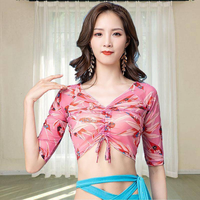 Belly dance shirt Short new printed pumping rope sexy oriental practice dance service beginner adult girl