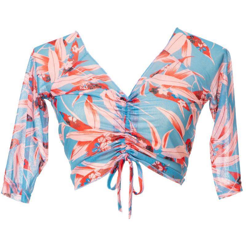 Belly dance shirt Short new printed pumping rope sexy oriental practice dance service beginner adult girl