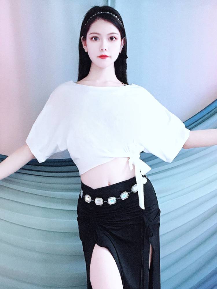 Baiya Qianhui Belly Dance Clothing 2024 New Book Top Taps Practice Dressing Scholars Oriental Dance Performance Service