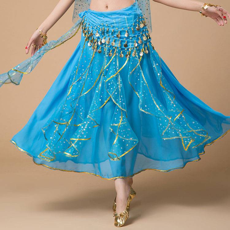 Belly dance clothing under skirt new practice clothes skirt, Indian dance performance clothing bead embroidery gold edge skirt female