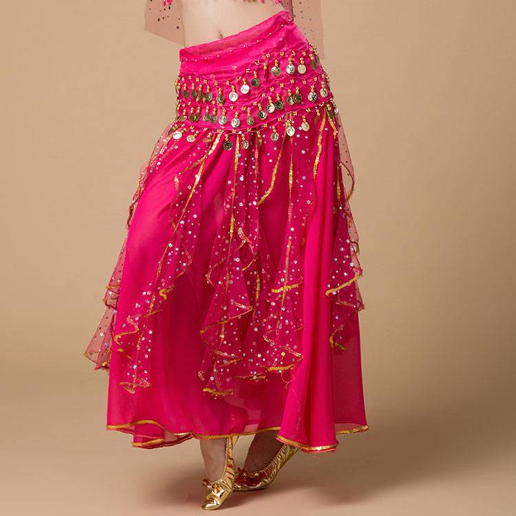 Belly dance clothing under skirt new practice clothes skirt, Indian dance performance clothing bead embroidery gold edge skirt female
