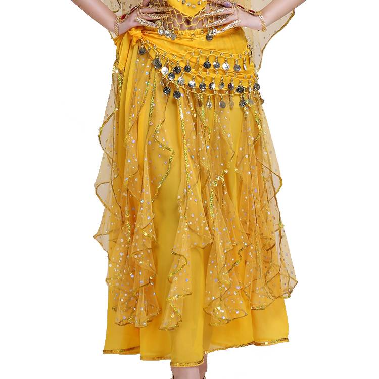 Belly dance clothing under skirt new practice clothes skirt, Indian dance performance clothing bead embroidery gold edge skirt female