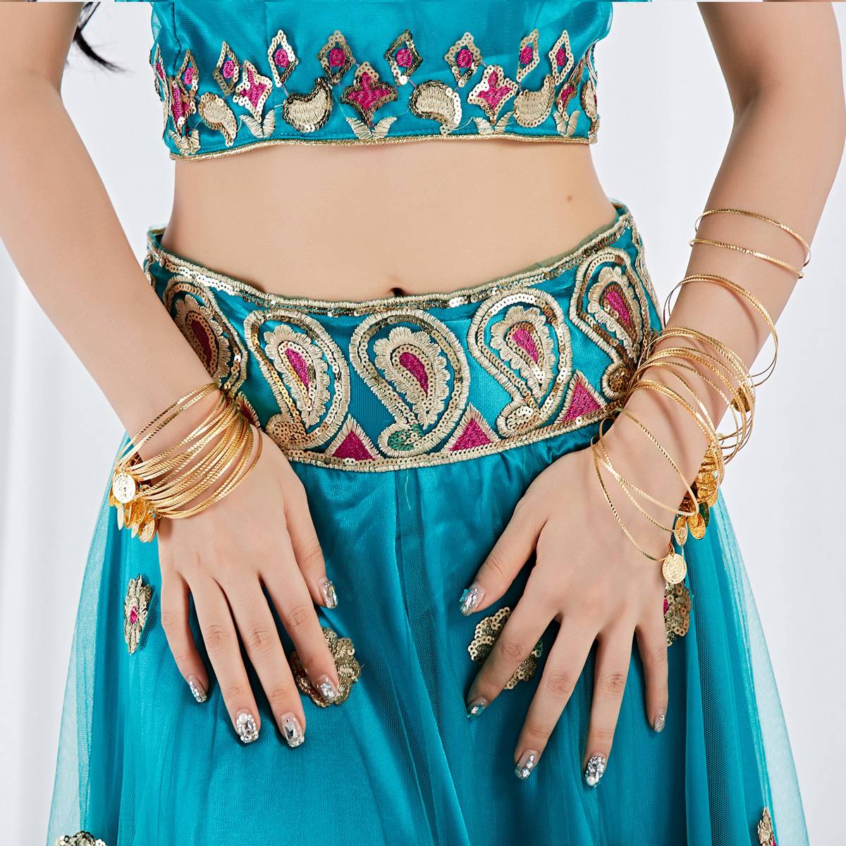 Dancer Hanging Coin Bracelet (20/Pack) Belly Dance Indian Dance Hand Ring Dance Hand Describes Metal Jewelry