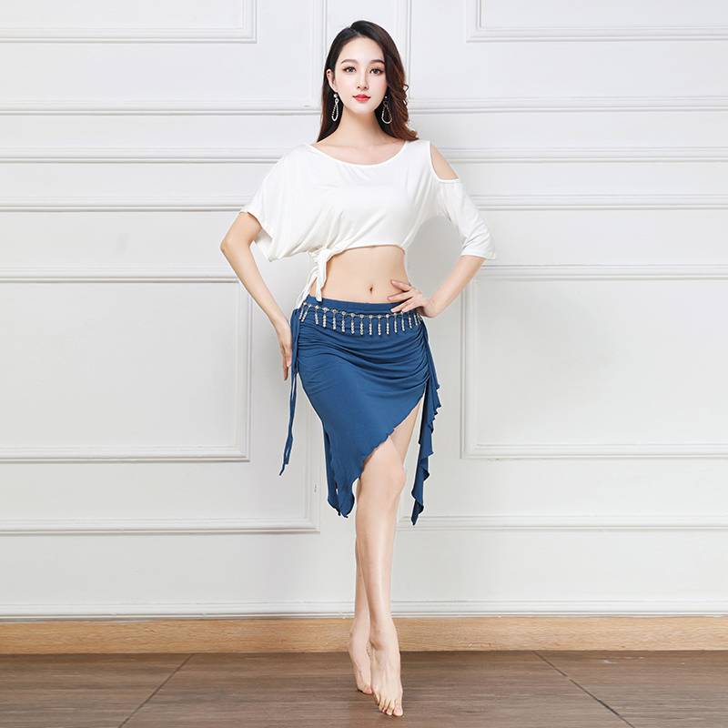 2024 New Spring and Summer Modal Oriental Belly Dance Model Practice Server Set Short -sleeved Top Skirts