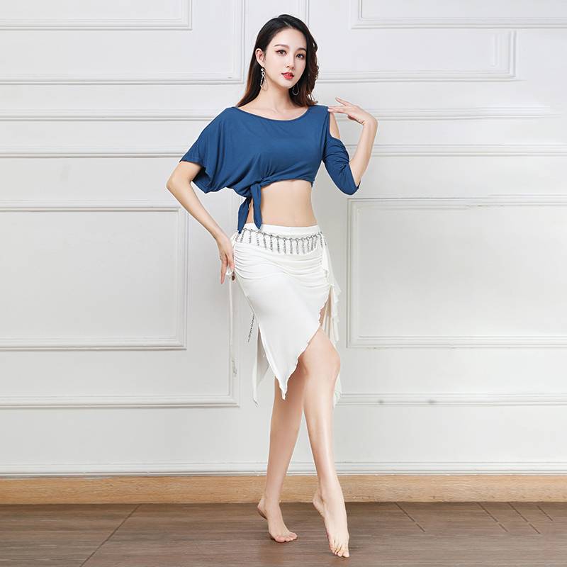 2024 New Spring and Summer Modal Oriental Belly Dance Model Practice Server Set Short -sleeved Top Skirts