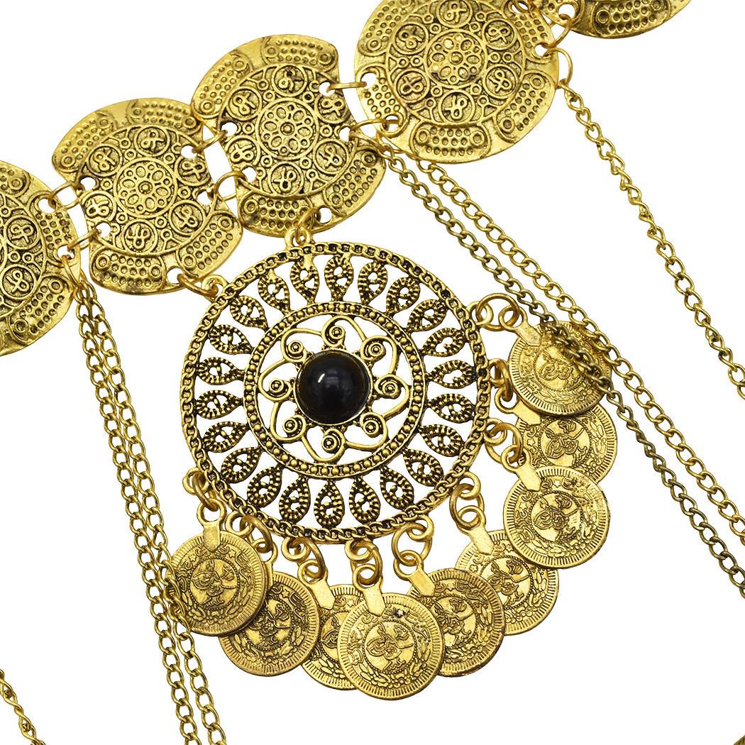 Bohemian national wind belly dance waist chain female retro temperament temperament gold coin pendant Xinjiang dance chain