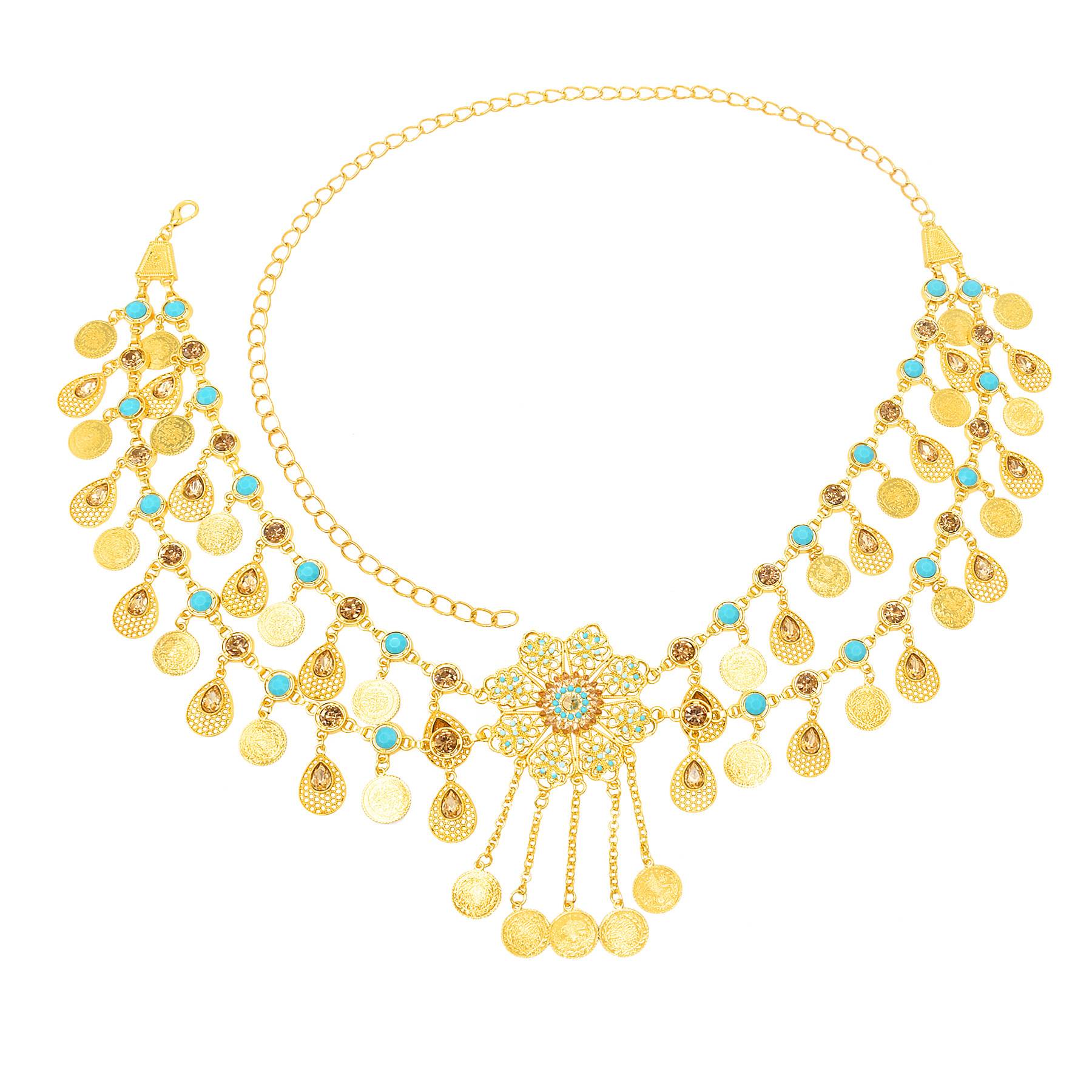 New Dunhuang national wind photo metal leisure belly dance waist chain rhinestone and exquisite belt jewelry