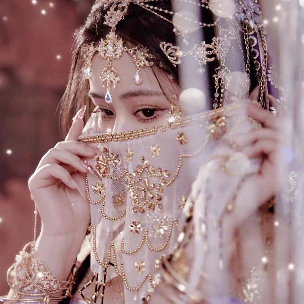 Belly dance veil exotic princess cos veil Western style dance covered face ancient style Hanfu fairy faces yarn