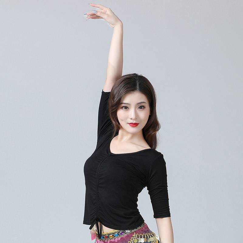 Belly Dance 2021 New Women's Middle Sleeve Modal Pumping Top Oriental Dance Scholars Practice Instant Instant Place in Autumn and Winter
