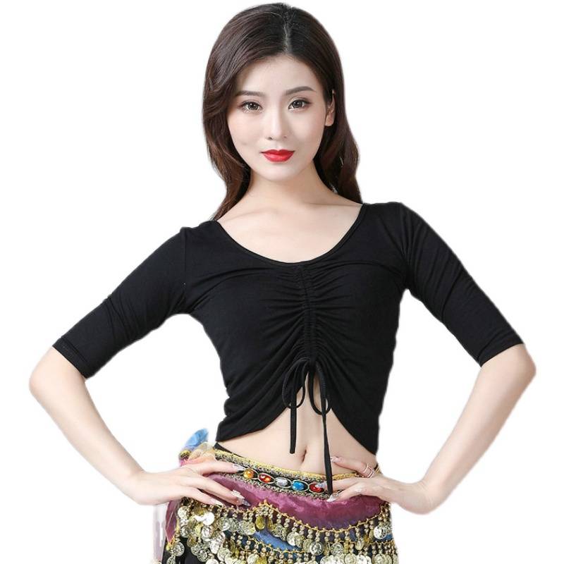 Belly Dance 2021 New Women's Middle Sleeve Modal Pumping Top Oriental Dance Scholars Practice Instant Instant Place in Autumn and Winter