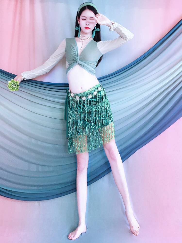 Belly dance exercise, beads, tassel performance clothing set, beginner master Oriental dance service children's exercise service