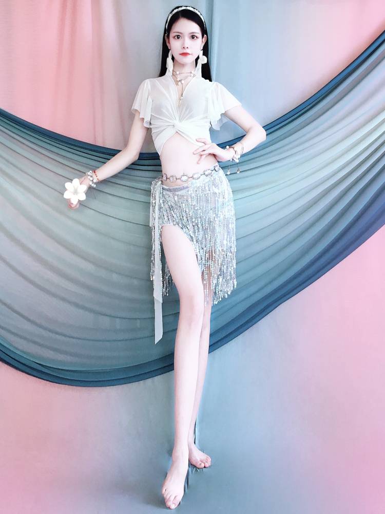 Belly dance exercise, beads, tassel performance clothing set, beginner master Oriental dance service children's exercise service