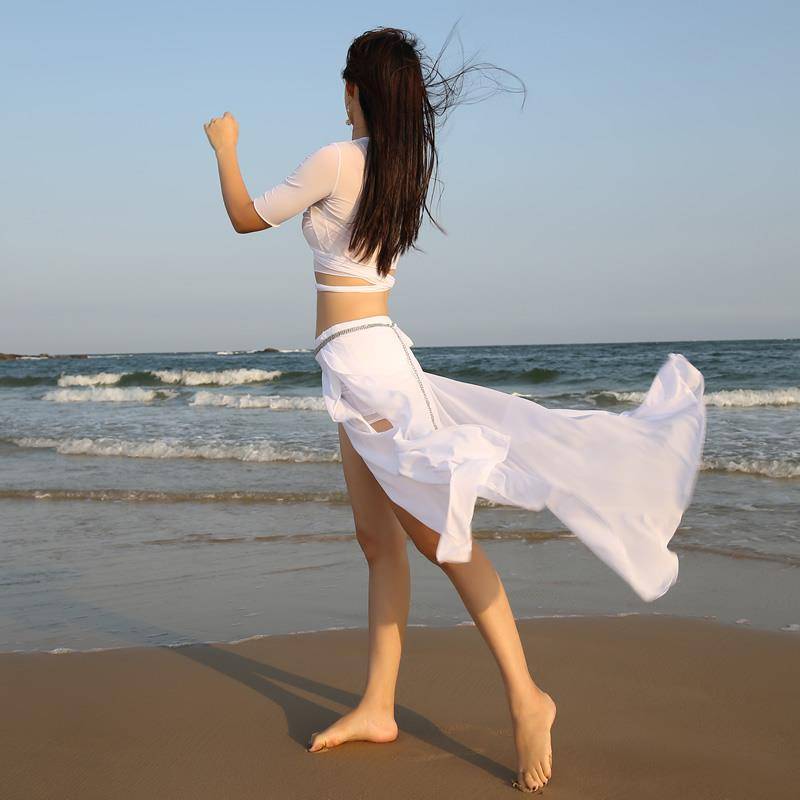 Belly dance clothing female 2020 new set autumn group service petal long skirt performance service