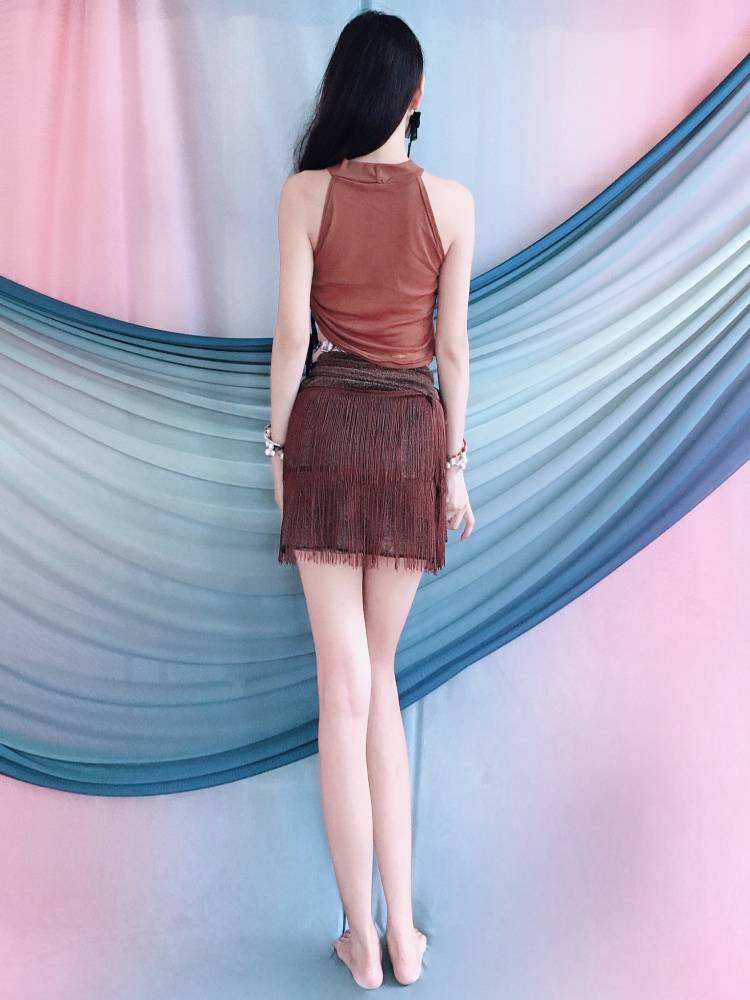 Belly dance double -layer encrypted flowing Soviet one -piece hip towel set new dance practice service performance service