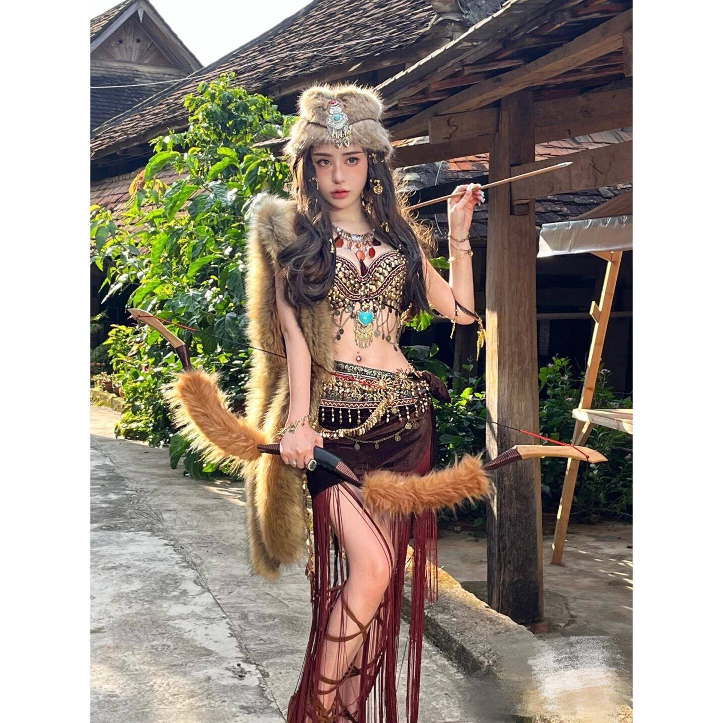 Exotic Treasure Tribe Princess Clothing Set Dali Edition Travel Photography Costume Sexy Belly Dance Performance Female Women