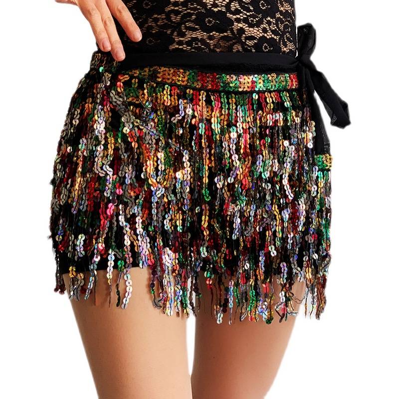2022 new belly dance Latin dance four -layer encrypted sequins high -end waist chain waist towel waist skirt special offer