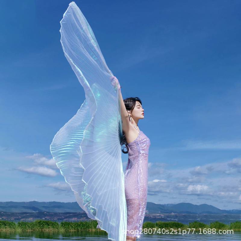 Adult belly dance wings dance butterfly gold wing color shooting props children Indian dance performance 360 degrees cloak