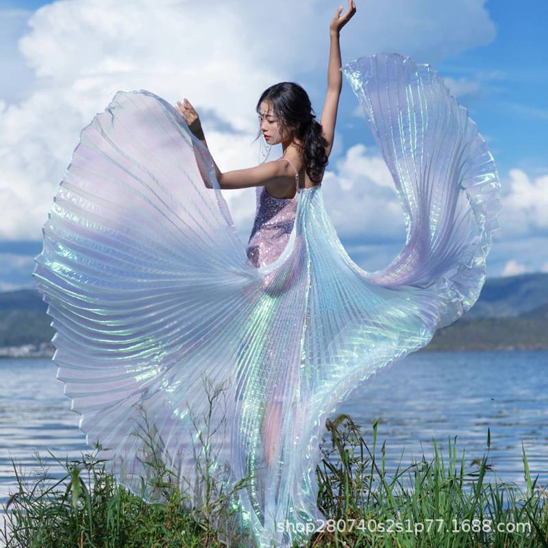 Adult belly dance wings dance butterfly gold wing color shooting props children Indian dance performance 360 degrees cloak