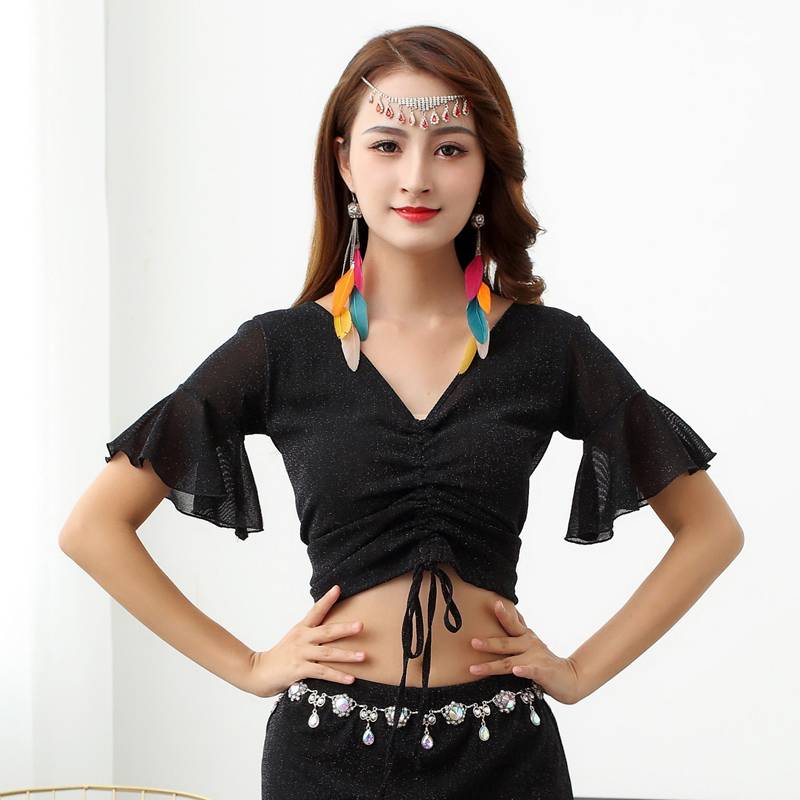 Belly Dance top 2024 new autumn and winter exercises sexy dance sexy dance conservative covered belly to pretend to be oriental dance performance clothes