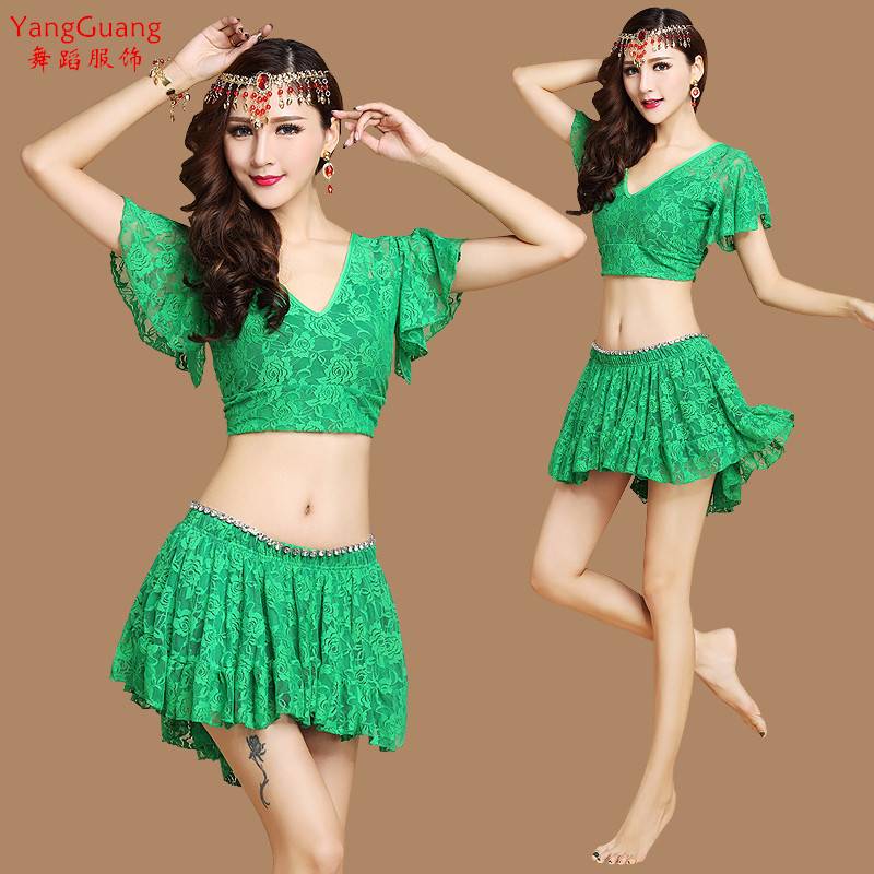 Belly dance clothing beginner practice service 2018 new Indian dance performance clothes lace skirt sexy suit