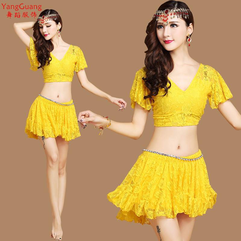 Belly dance clothing beginner practice service 2018 new Indian dance performance clothes lace skirt sexy suit