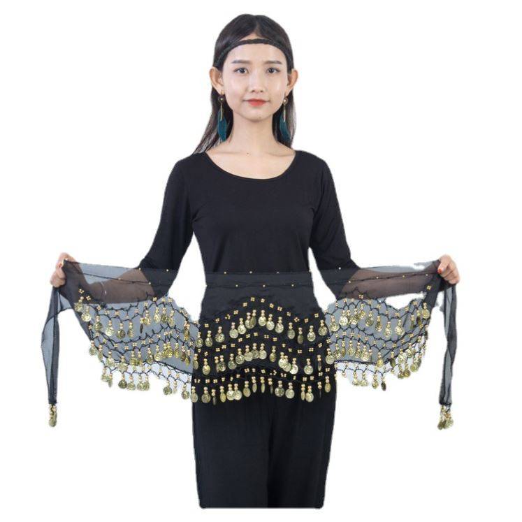 Belly dance waist chain hip scarf new streamproof belt Indian dance clothing waist towel oriental dance waist decoration female Latin waist seal