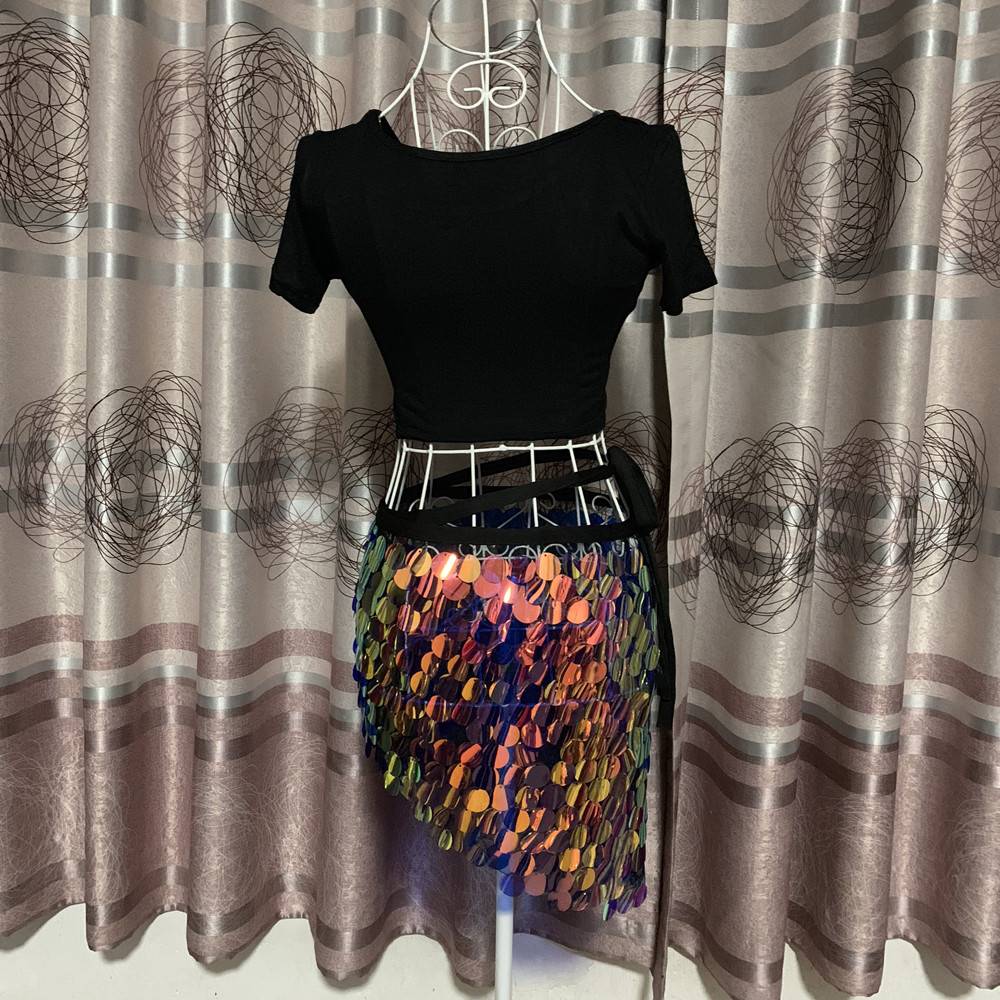 2019 new belly dance short model mermaid changing hip towels shiny, special price,