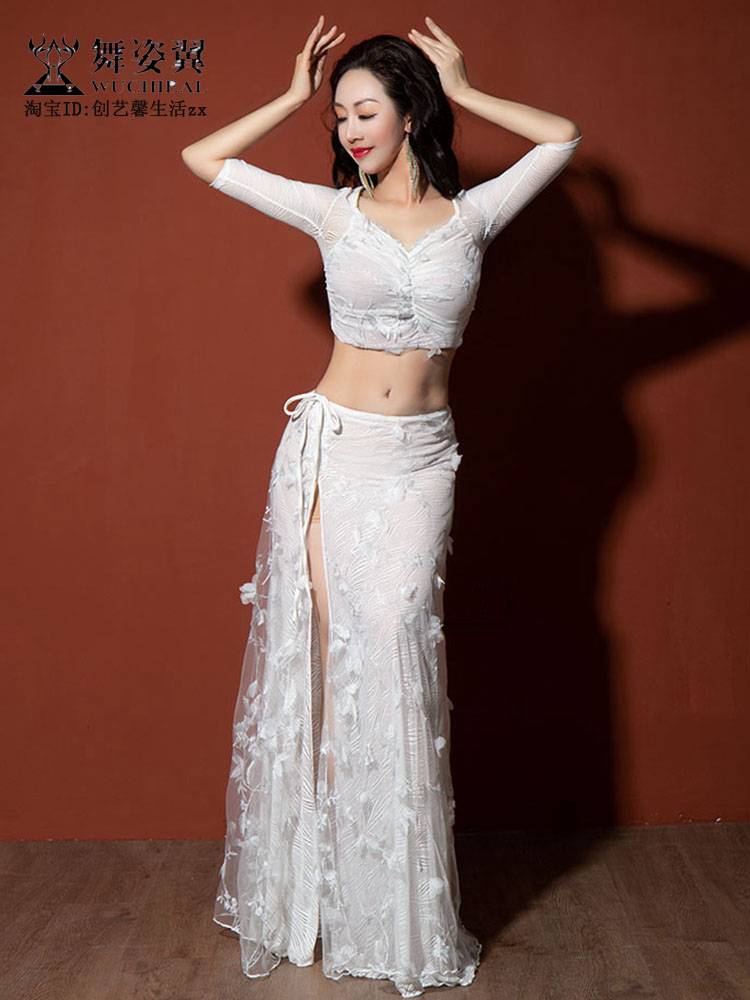 Dance posture purple 2024 summer new belly dance set performed performance practice practice clothing long skirt group clothes