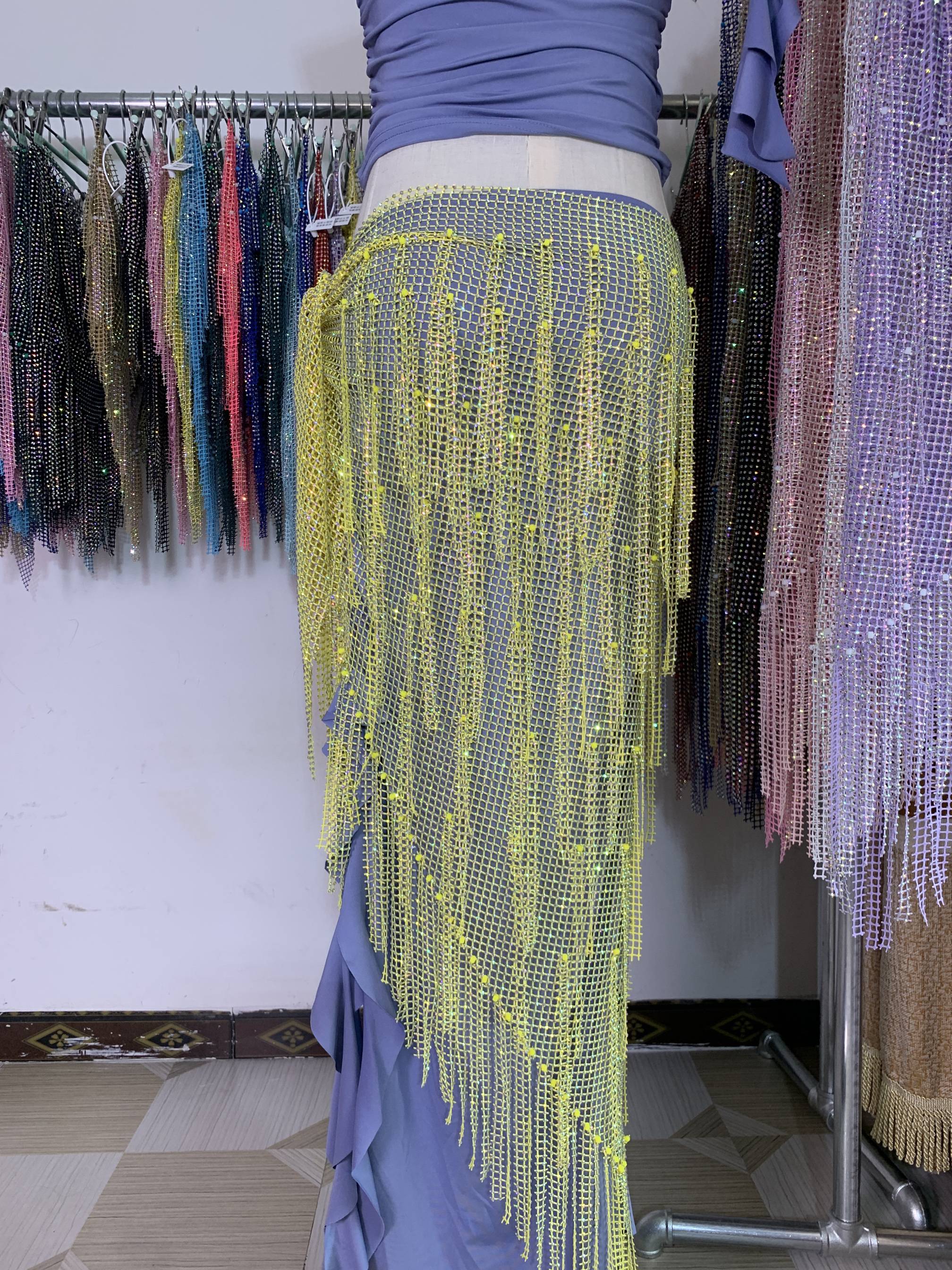 Xiaoyan's belly dances dancing diamonds, Su Touna, waist towels, luxury big triangle beginner fart curtain